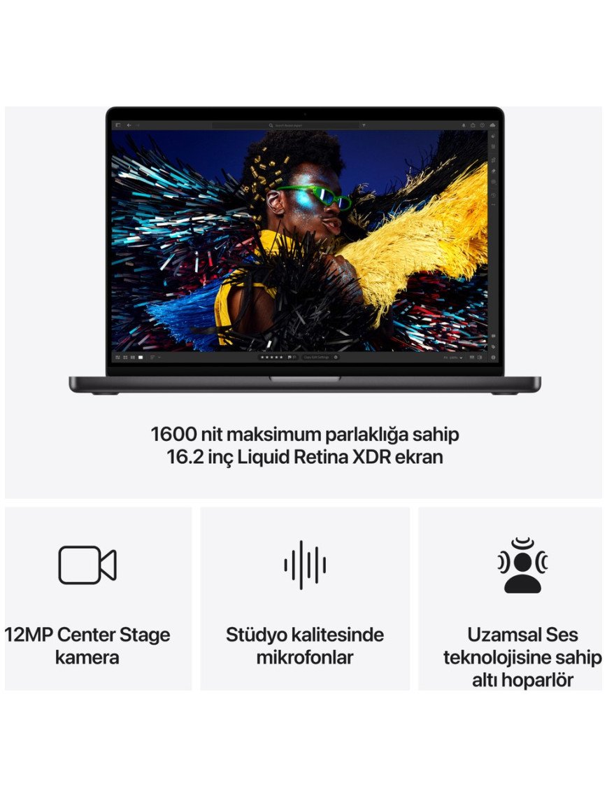 Apple MacBook Pro M4 Max 48GB 1TB SSD macOS 16" Taşınabilir Bilgisayar Uzay Siyahı MX313TU/A